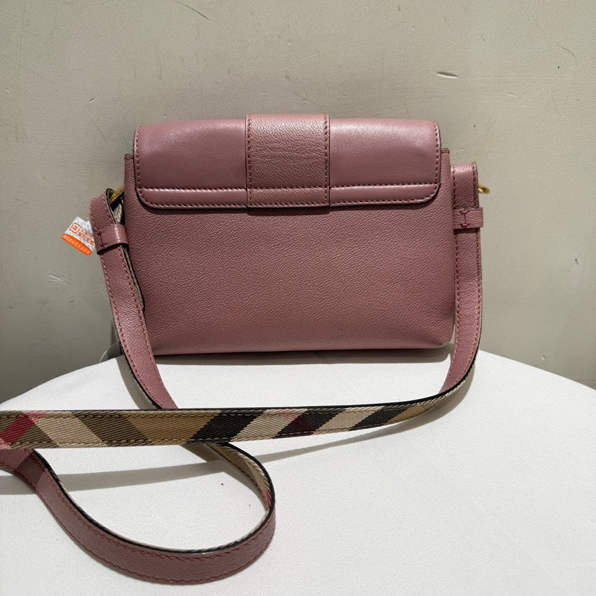 Burberry Leather Crossbody Bag in Rose Pink