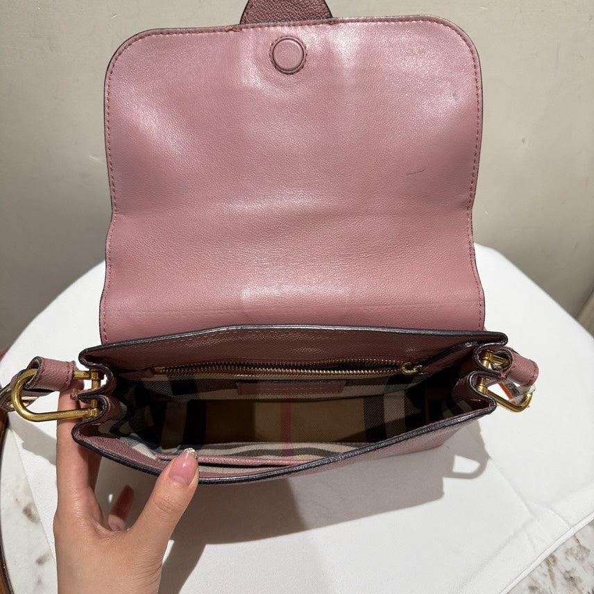 Burberry Leather Crossbody Bag in Rose Pink