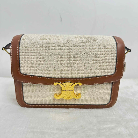 Celine Triomphe Box Caramel Canvas Shoulder Bag - Pre-loved BJ1102305011