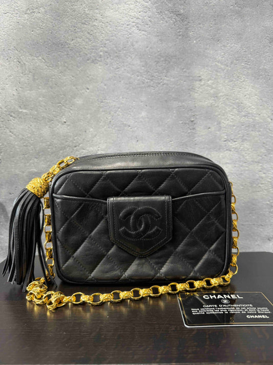 Chanel Camera Bag RE973375700 Black Quilted Leather Crossbody