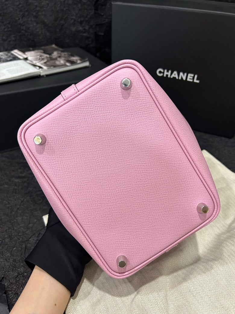 Hermès Picotin 18 Tote Bag Pink Leather with Pattern Handle