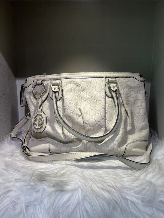 GUCCI GG Imprime White Shoulder Bag