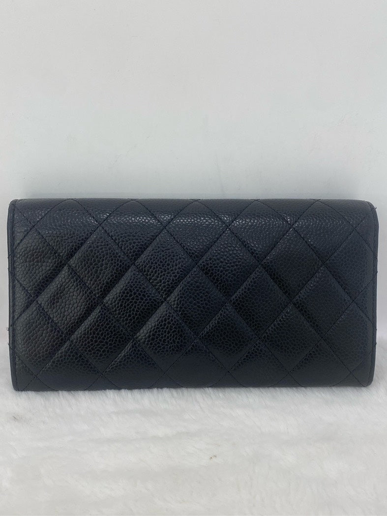 Chanel Quilted Black Leather Wallet on Chain
