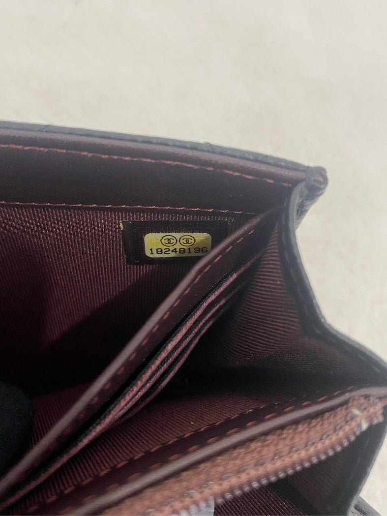 Chanel Quilted Black Leather Wallet on Chain