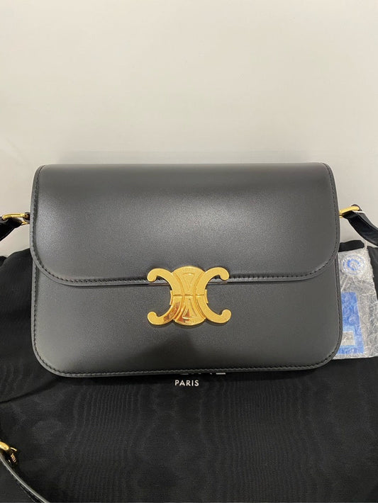 Celine Triomphe Bag Black Leather Crossbody Bag