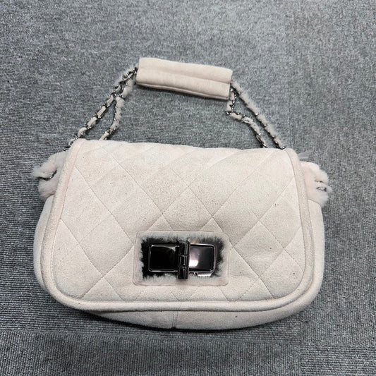Pre-loved Chanel BVJ Chain Shoulder Bag in Beige Suede