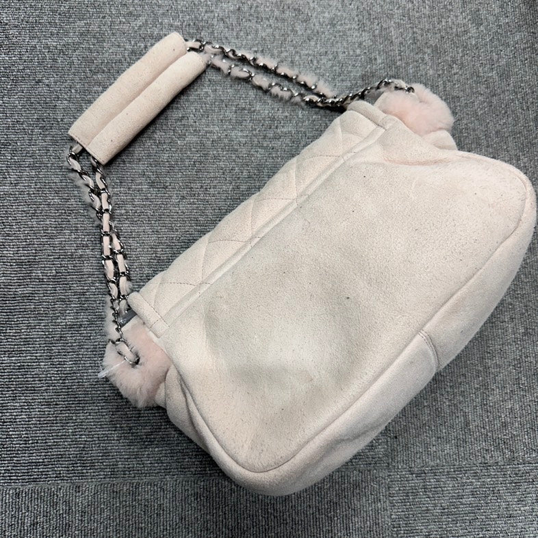 Pre-loved Chanel BVJ Chain Shoulder Bag in Beige Suede