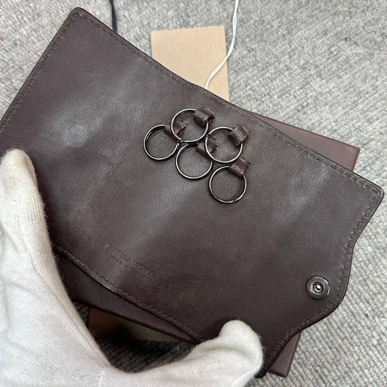 Bottega Veneta Pre-loved BV Key Case BVJ Brown Leather Small Goods