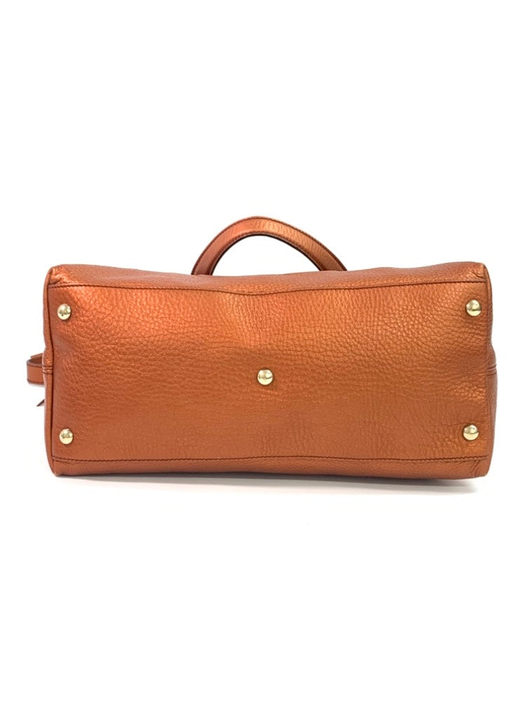 GUCCI 2way Bag Light Brown Leather Satchel/Top Handle Bag