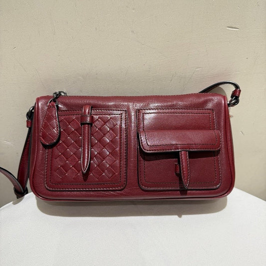 Bottega Veneta Burgundy Leather Shoulder Bag - Preloved