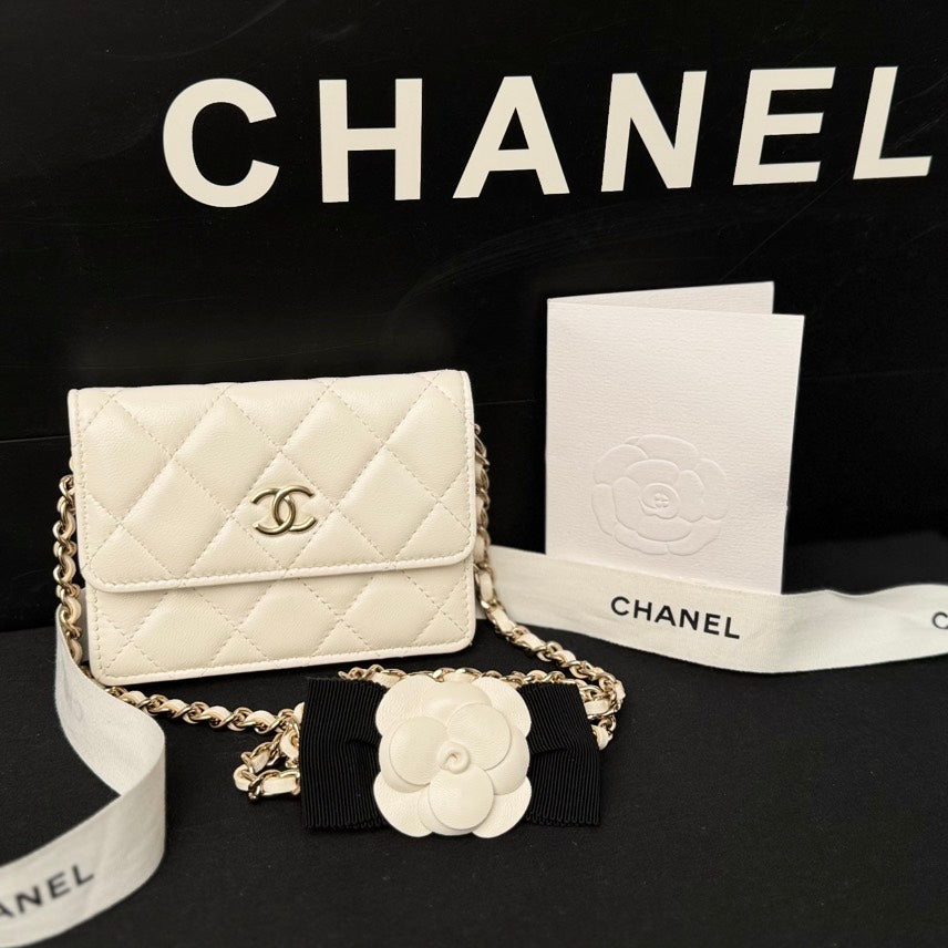 Chanel Classic Flap Bag White Leather Crossbody