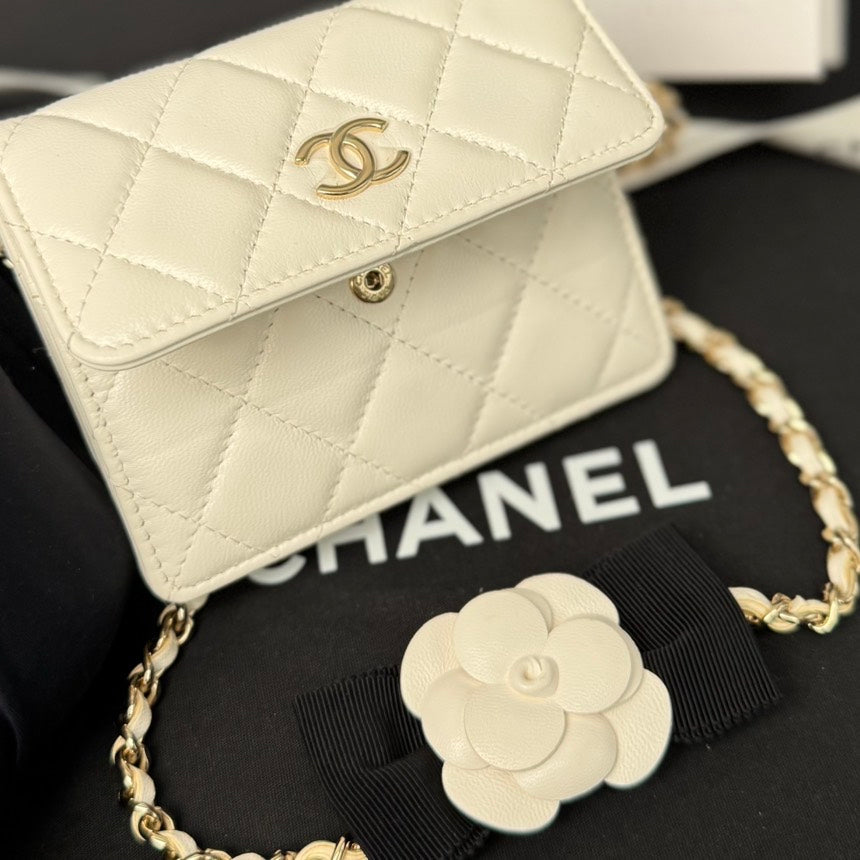 Chanel Classic Flap Bag White Leather Crossbody