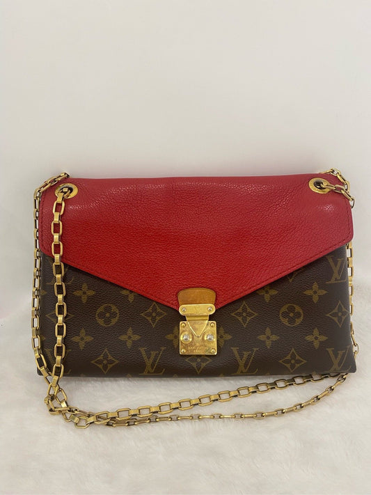 Louis Vuitton Pallas Monogram Canvas and Leather Shoulder Bag in Red