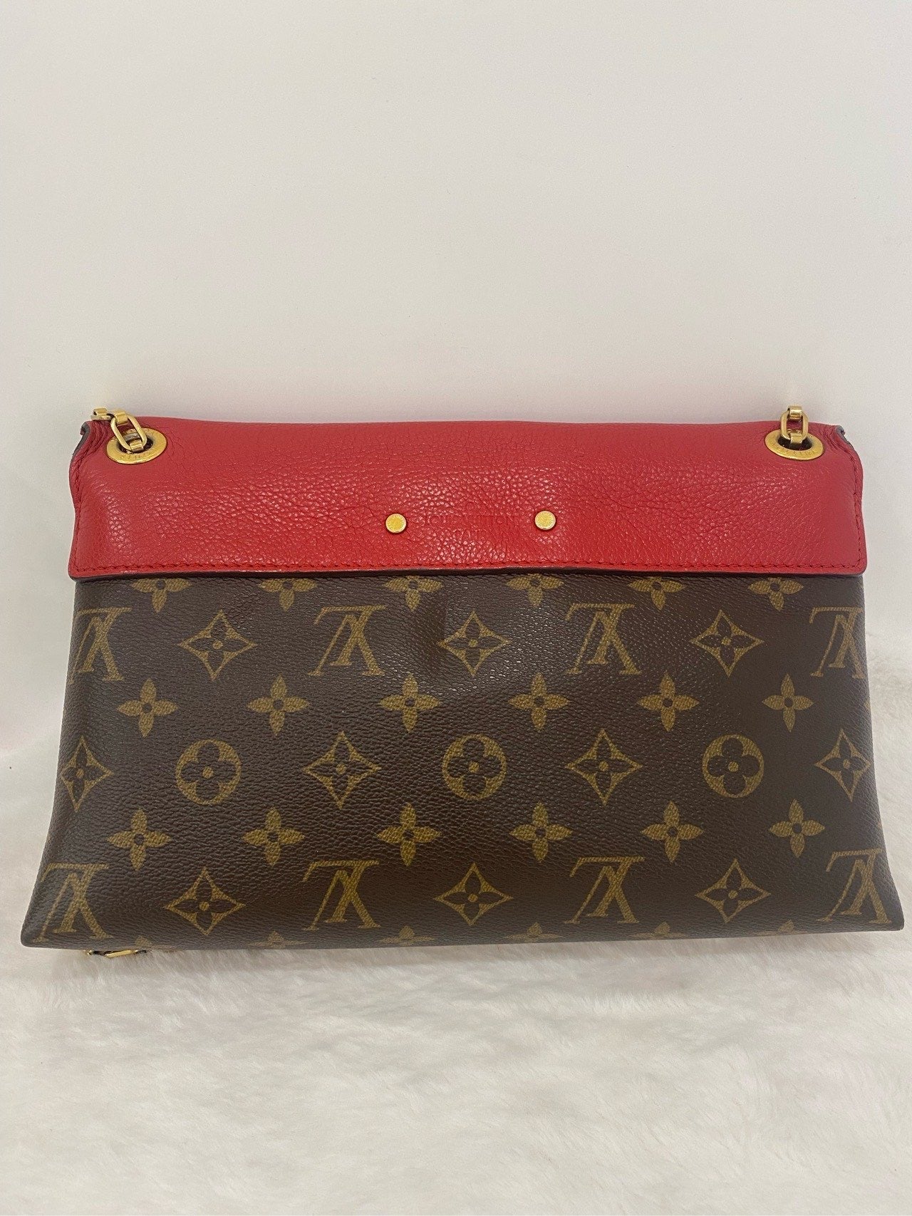 Louis Vuitton Pallas Monogram Canvas and Leather Shoulder Bag in Red