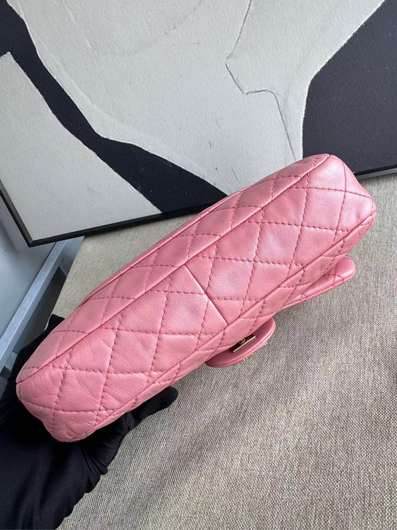 Chanel Classic Flap Pink Leather Shoulder Bag