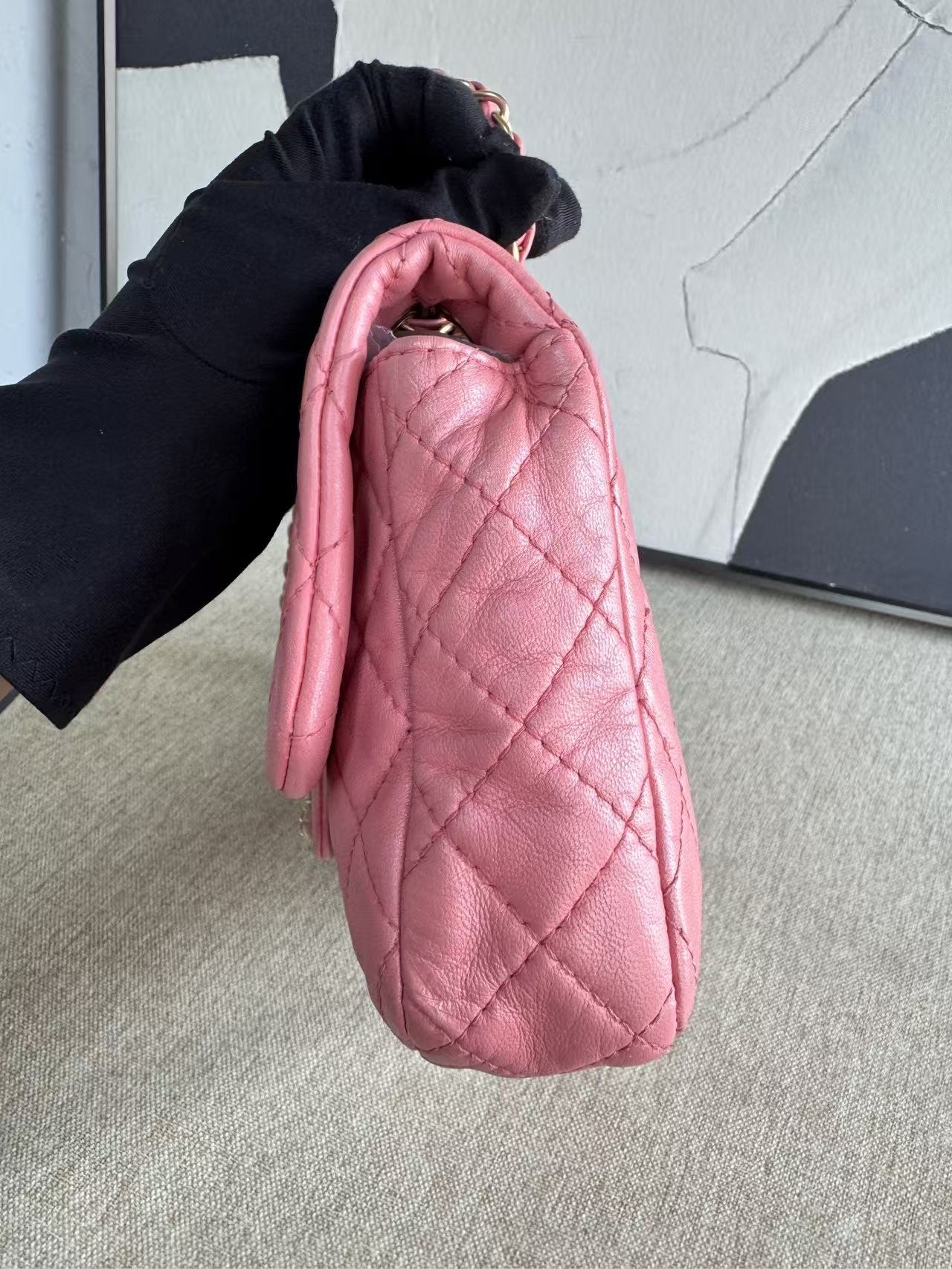 Chanel Classic Flap Pink Leather Shoulder Bag