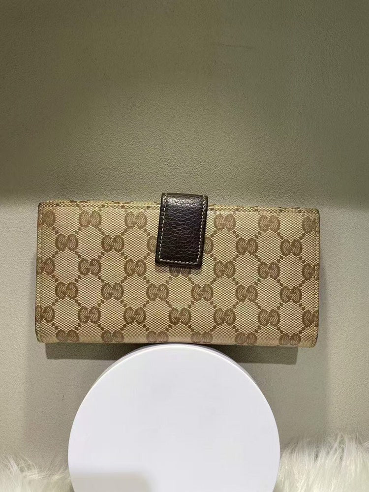 Pre-loved GUCCI GG Monogram Beige Canvas Wallet