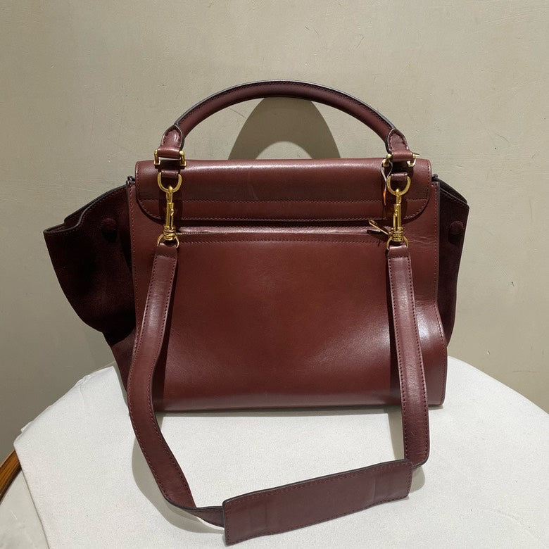 Celine Burgundy Classic Box Shoulder Bag
