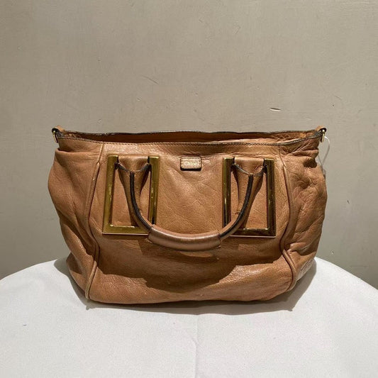 Chloe Tan Leather Tote Bag - Vintage Style