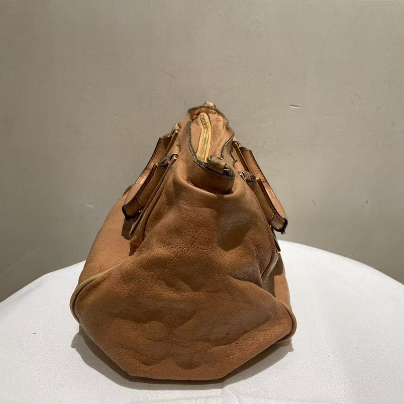 Chloe Tan Leather Tote Bag - Vintage Style