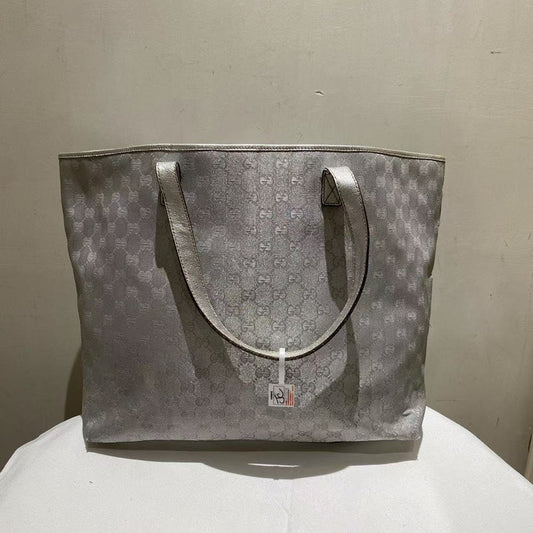 Gucci GG Tote Gray Canvas Bag