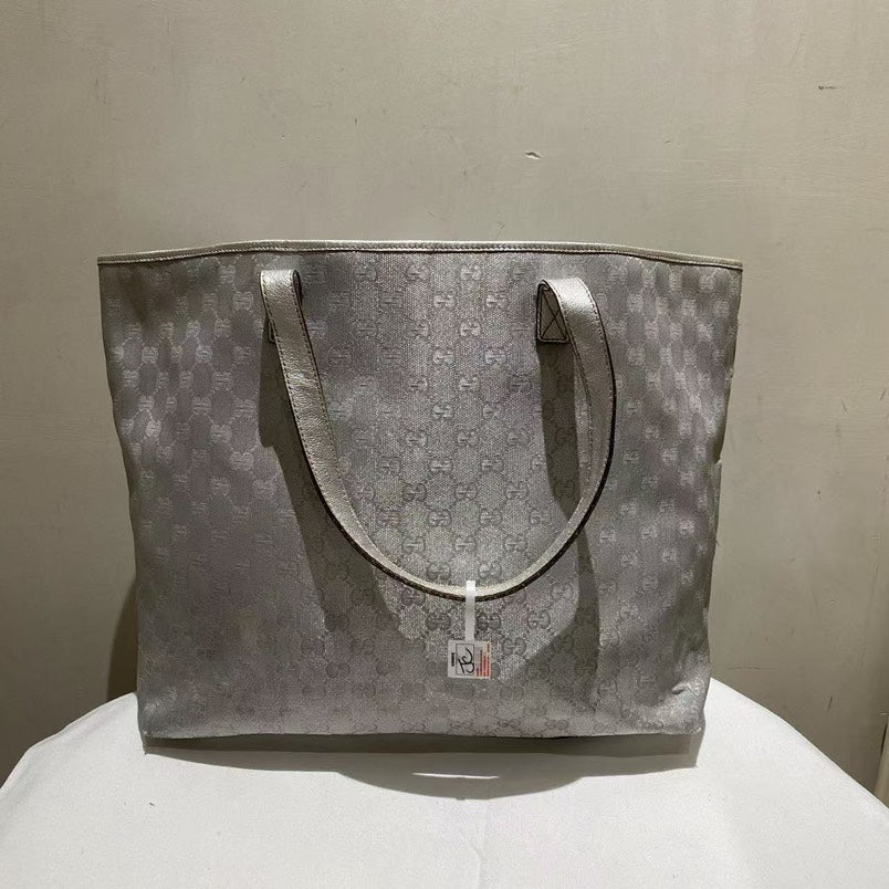 Gucci GG Tote Gray Canvas Bag
