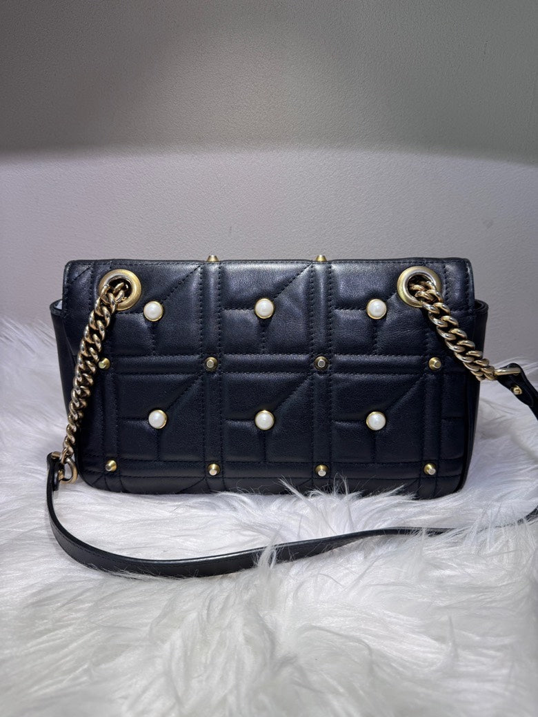 GUCCI GG Marmont Black Matelassé Leather Mini Shoulder Bag