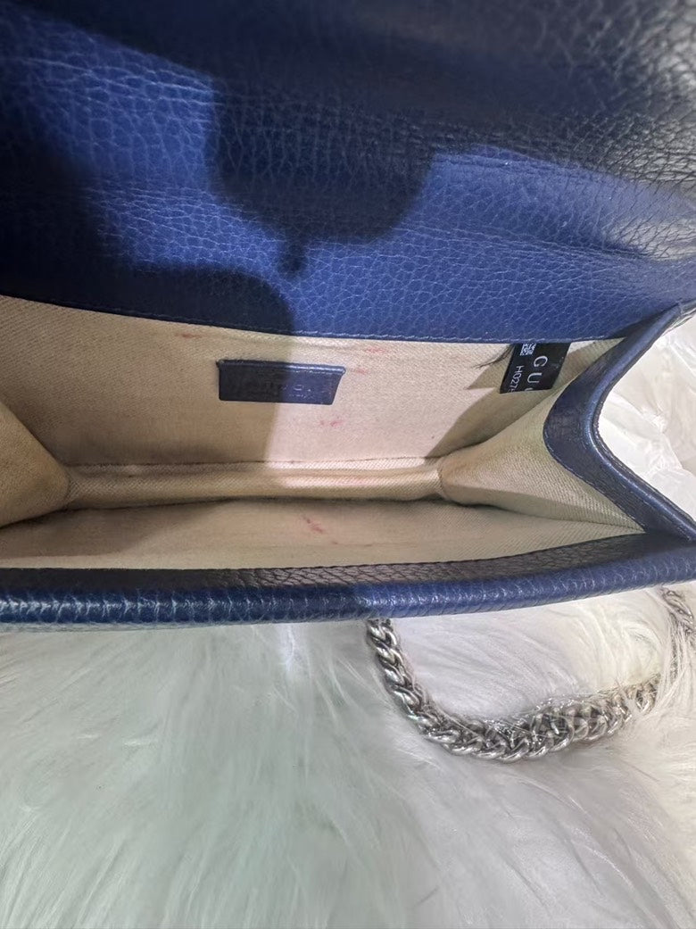Pre-loved GUCCI Dionysus Blue Leather Shoulder Bag