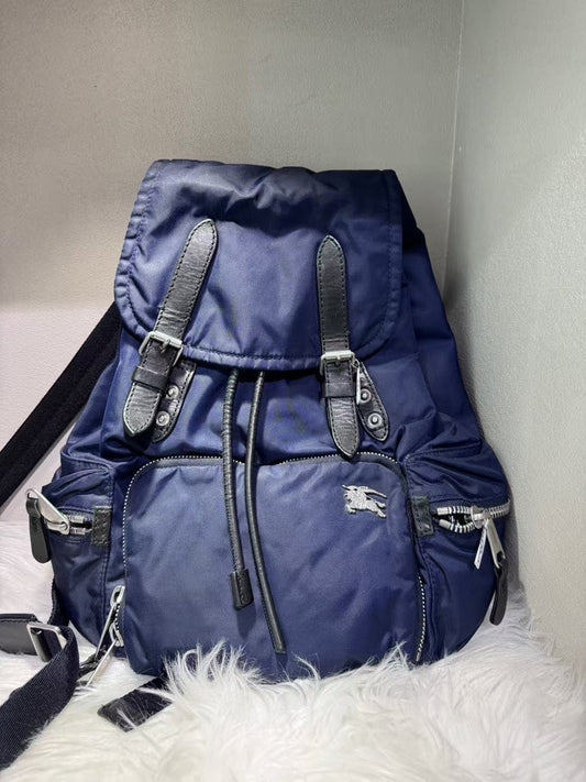 Pre-loved BURBERRY Navy Nylon Backpack Bag