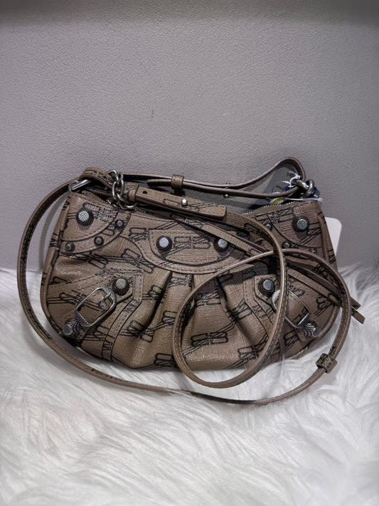Pre-loved BALENCIAGA Motocross Beige Shoulder Bag