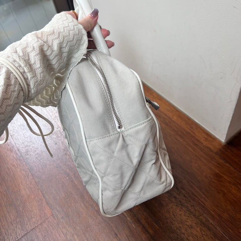 Preloved Chanel Canvas & Leather Handbag AG548 in Gray Shoulder Bag