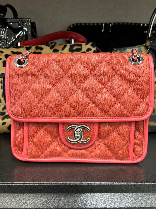 Preloved Chanel Bag HY Quilted Coral Leather Shoulder Bag