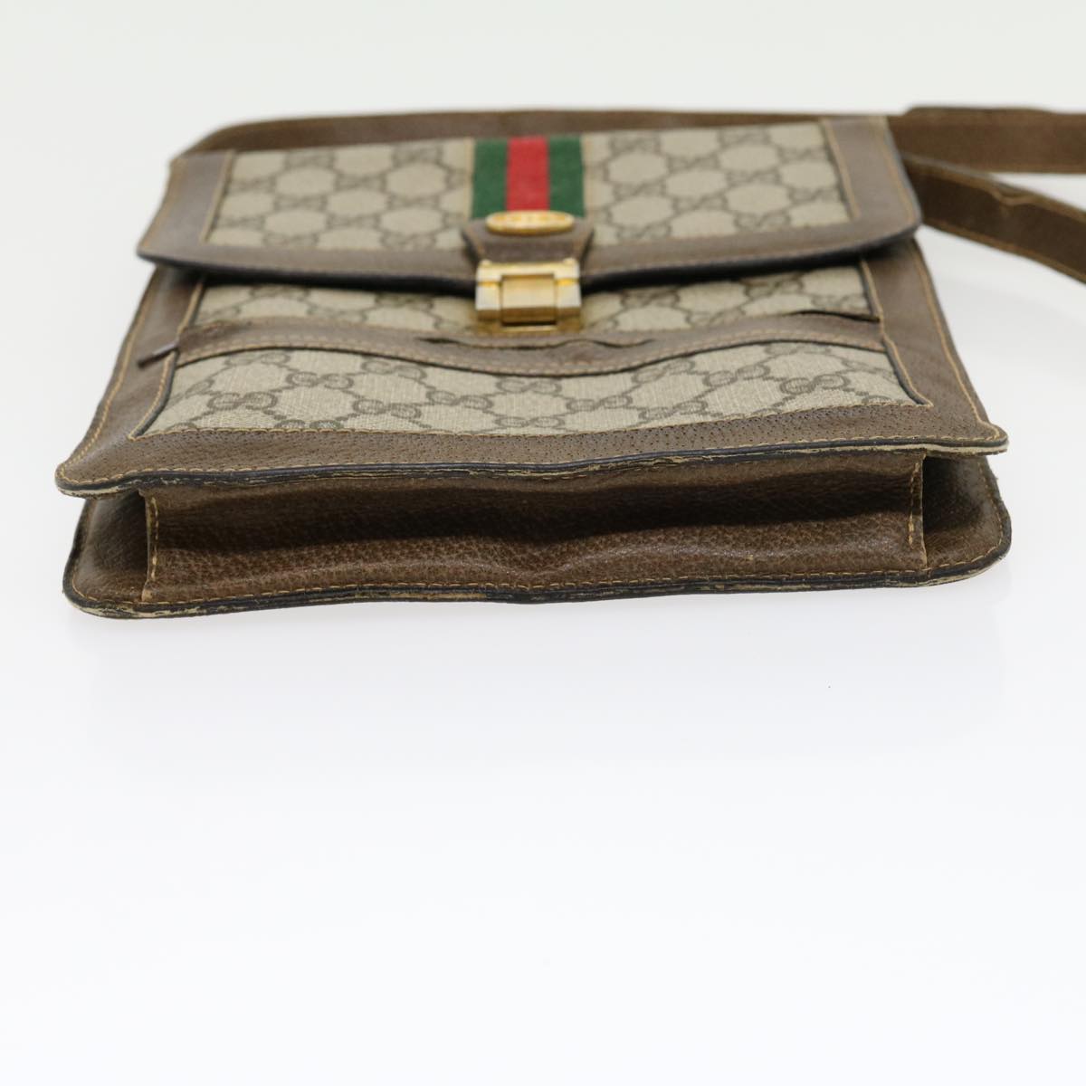 GUCCI GG Canvas Web Sherry Line Shoulder Bag Beige Red Green  rd2223
