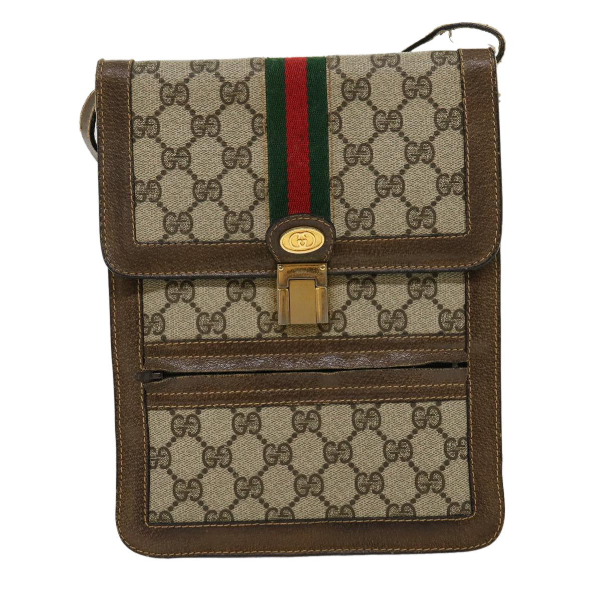 GUCCI GG Canvas Web Sherry Line Shoulder Bag Beige Red Green  rd2223