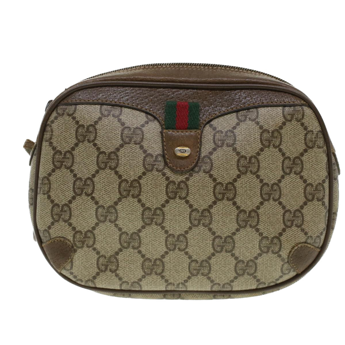 GUCCI GG Canvas Web Sherry Line Shoulder Bag Beige Red 89.02.066  rd5250