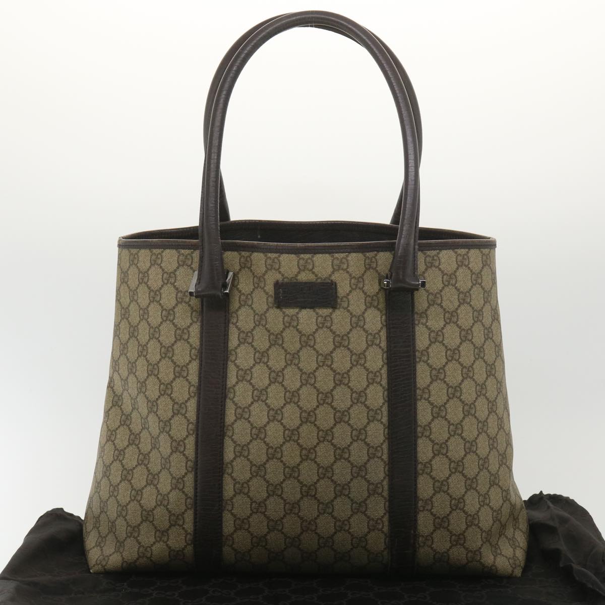 GUCCI GG Canvas Shoulder Bag PVC Leather Beige 114288  ro896