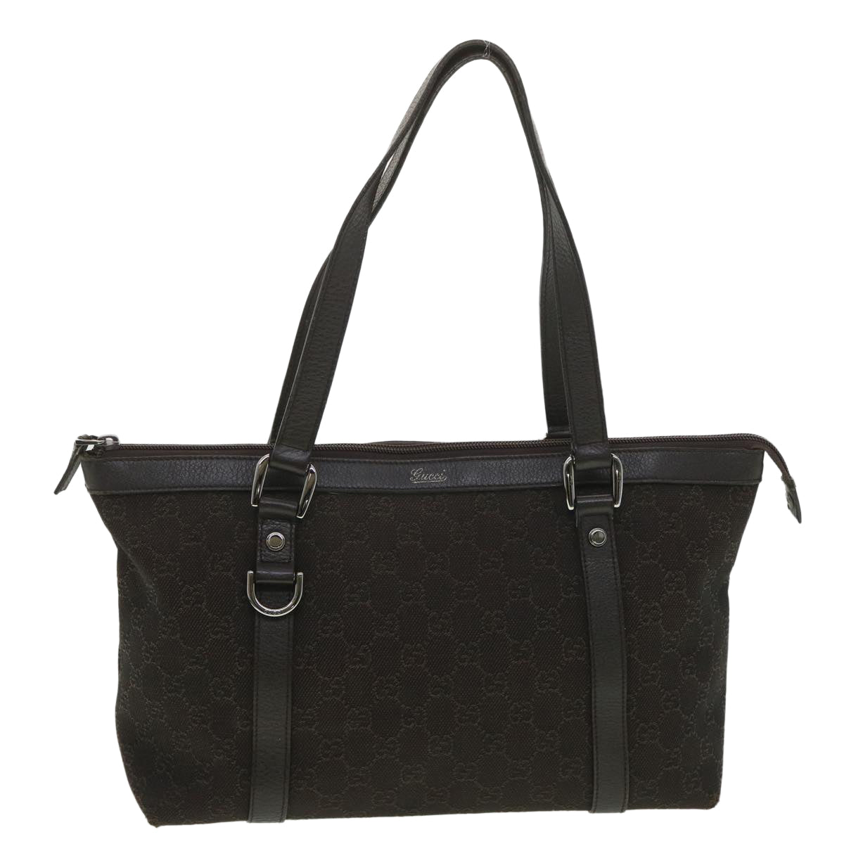 GUCCI GG Canvas Tote Bag Dark Brown 268640  ro914