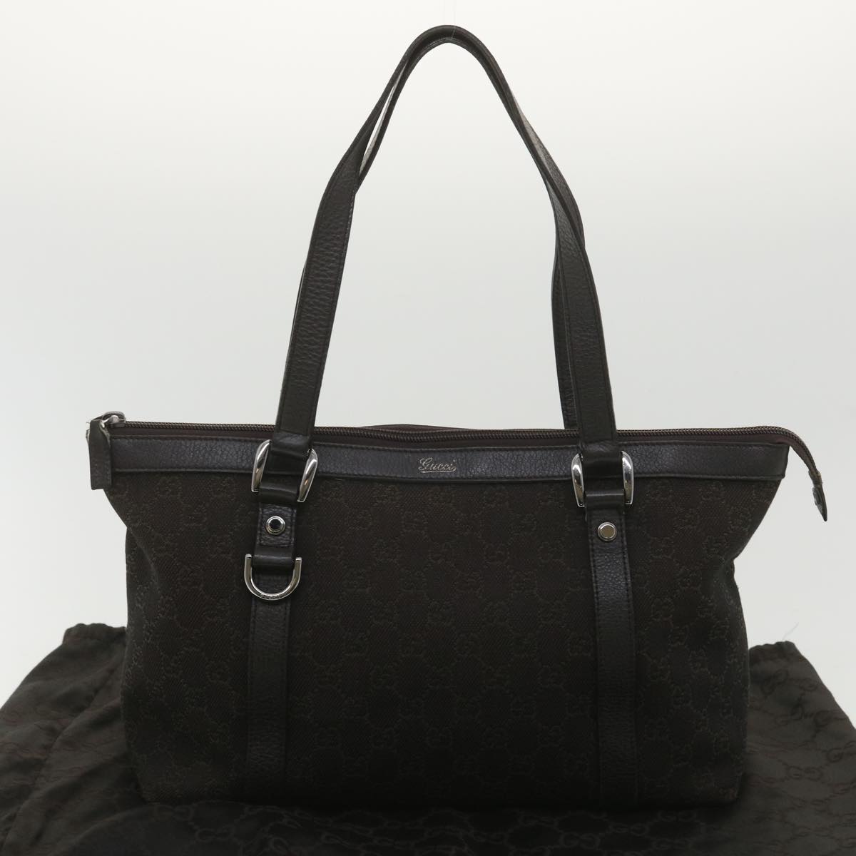GUCCI GG Canvas Tote Bag Dark Brown 268640  ro914
