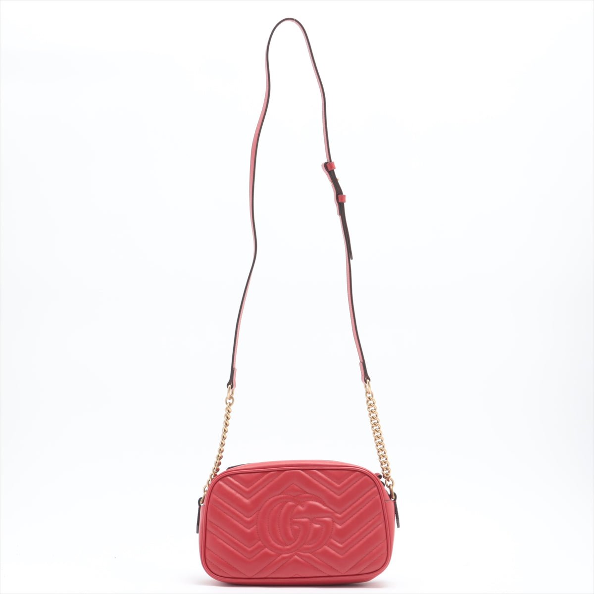 Gucci GG Red Marmont Crossbody Bag Matelassé Leather