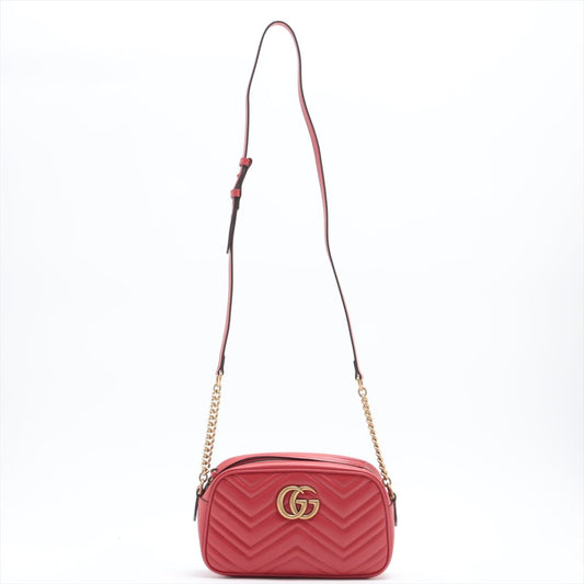 Gucci GG Red Marmont Crossbody Bag Matelassé Leather
