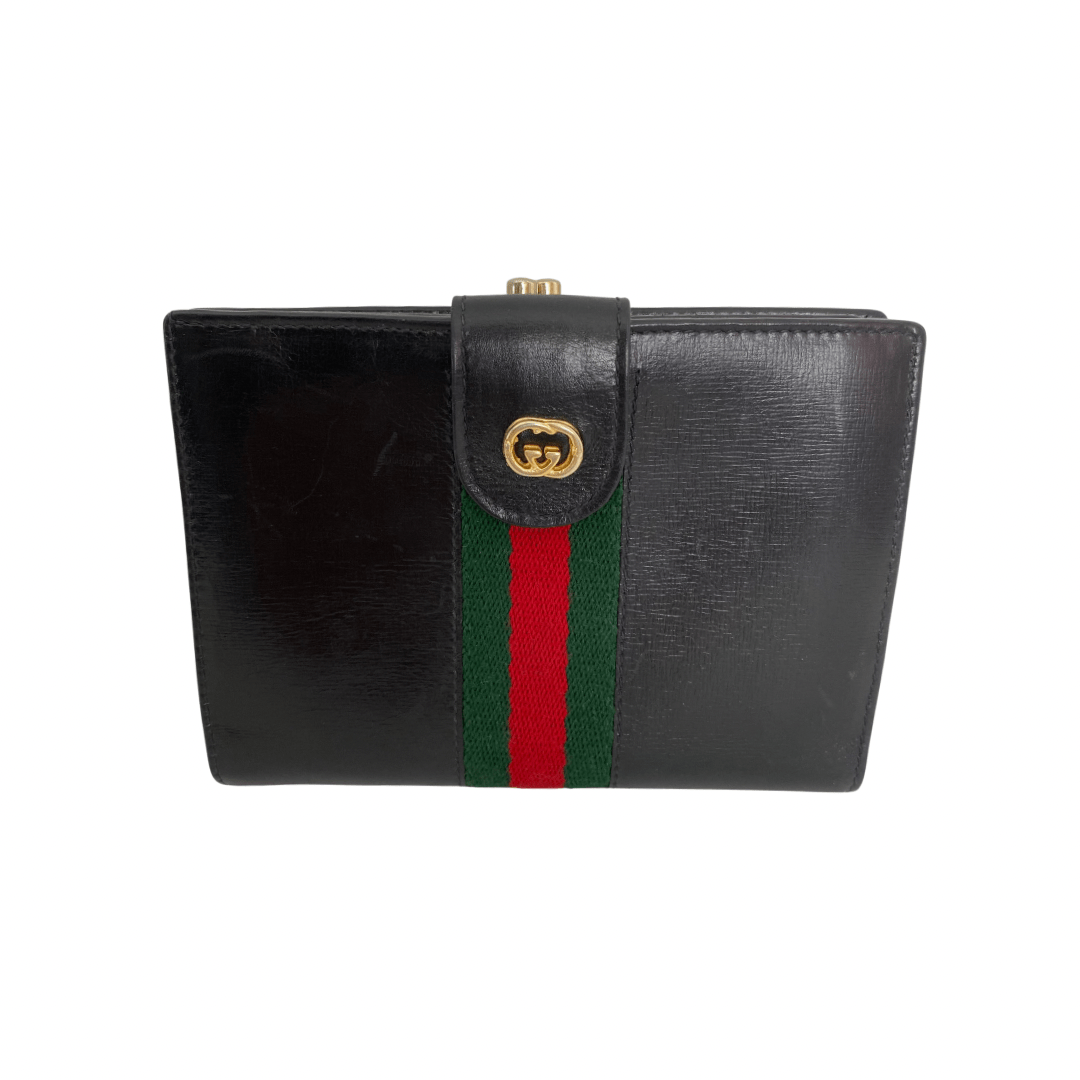 Gucci Vintage Leather Compact Web Wallet