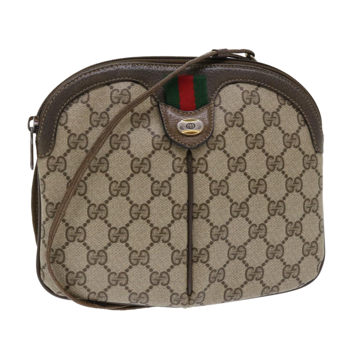GUCCI GG Canvas Web Sherry Line Shoulder Bag Beige Red 904 02 047  tb688