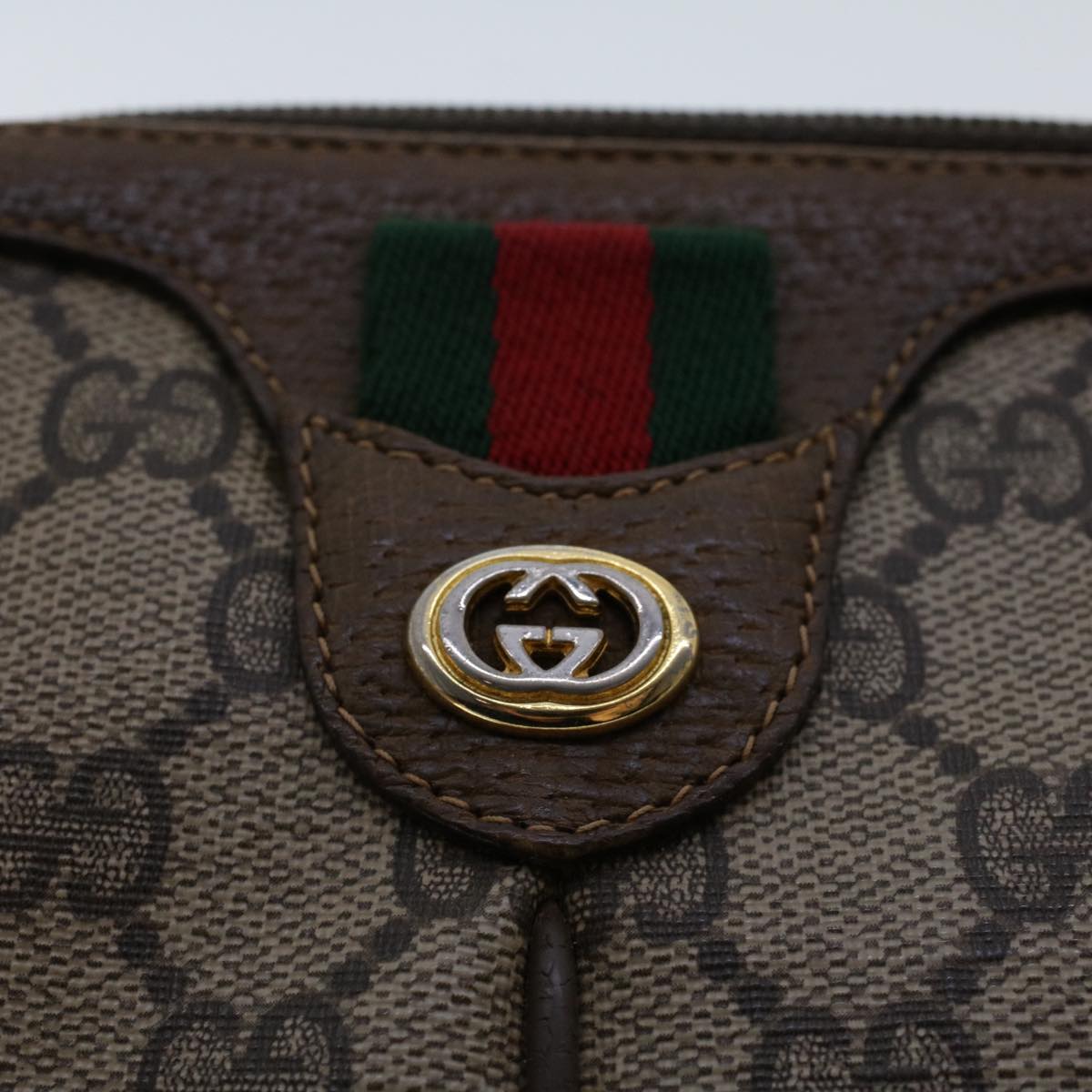 GUCCI GG Canvas Web Sherry Line Shoulder Bag Beige Red Green  tb748