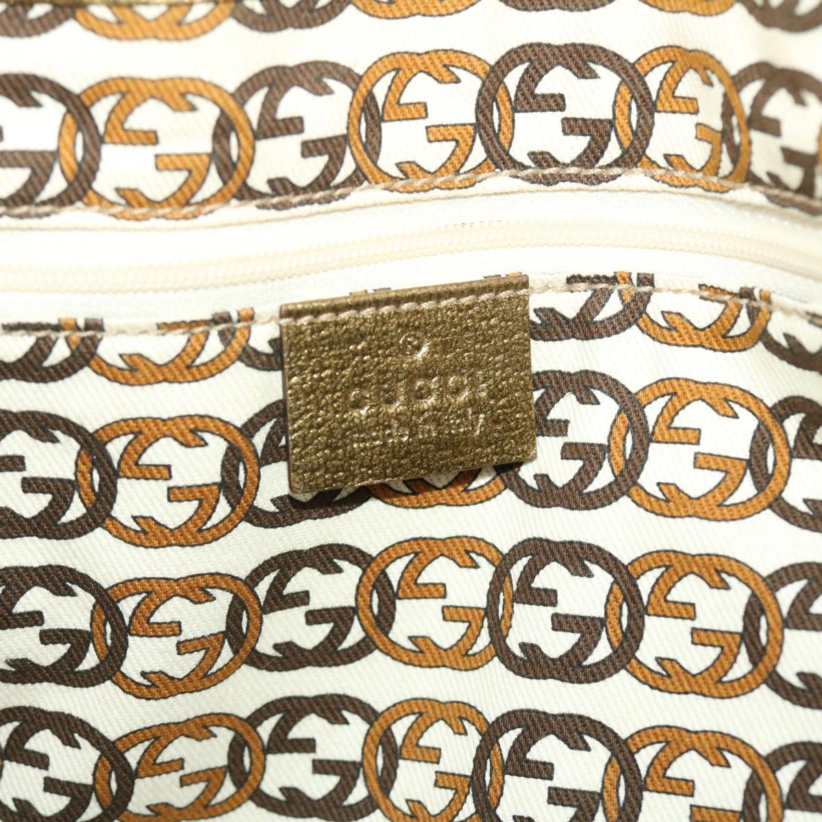 GUCCI GG Canvas Princy Line Tote Bag Leather Gold Tone 163805  tb793