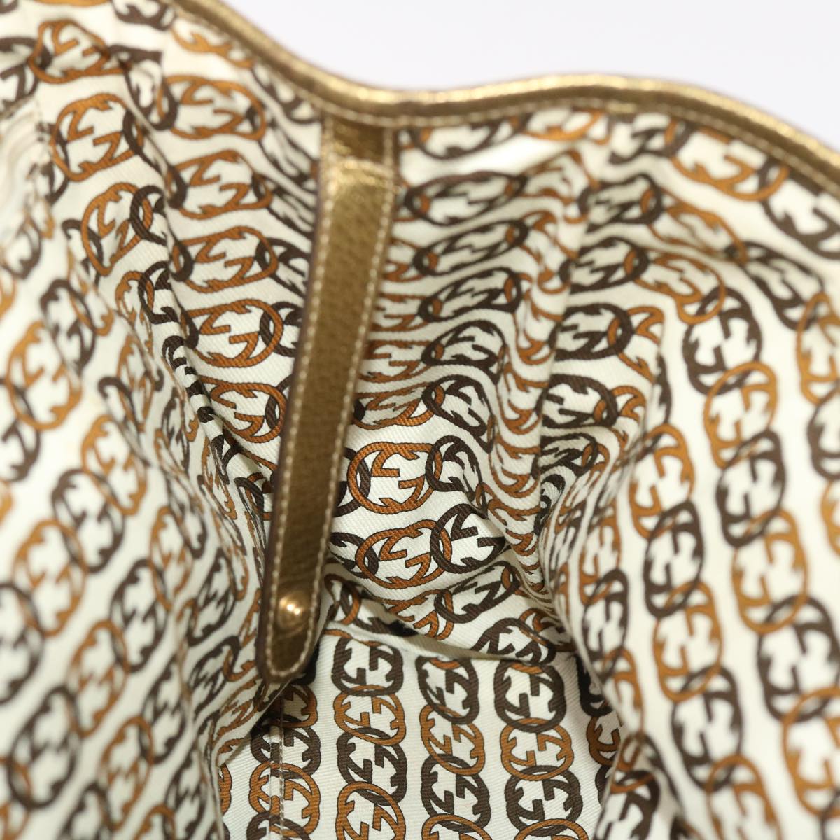 GUCCI GG Canvas Princy Line Tote Bag Leather Gold Tone 163805  tb793