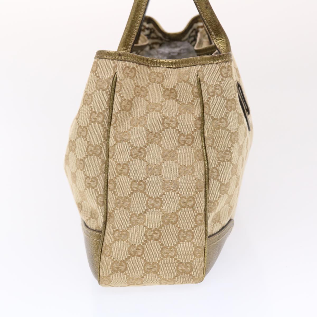 GUCCI GG Canvas Princy Line Tote Bag Leather Gold Tone 163805  tb793