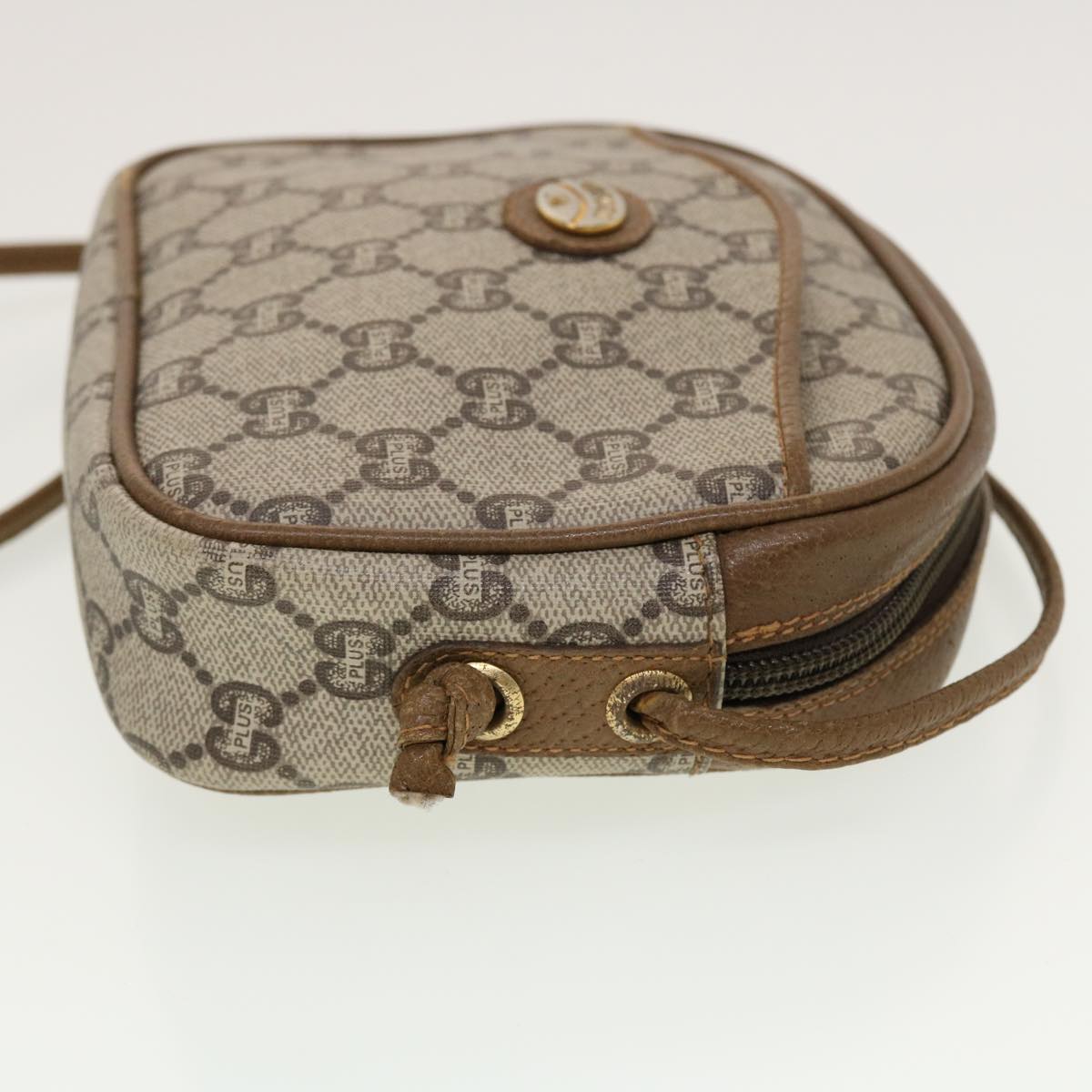 GUCCI GG Plus Canvas Shoulder Bag PVC Leather Beige  th3681
