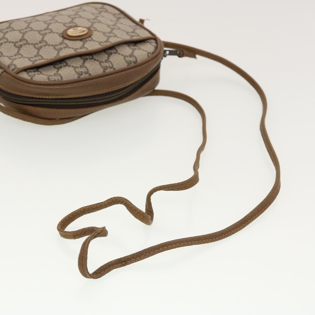 GUCCI GG Plus Canvas Shoulder Bag PVC Leather Beige  th3681