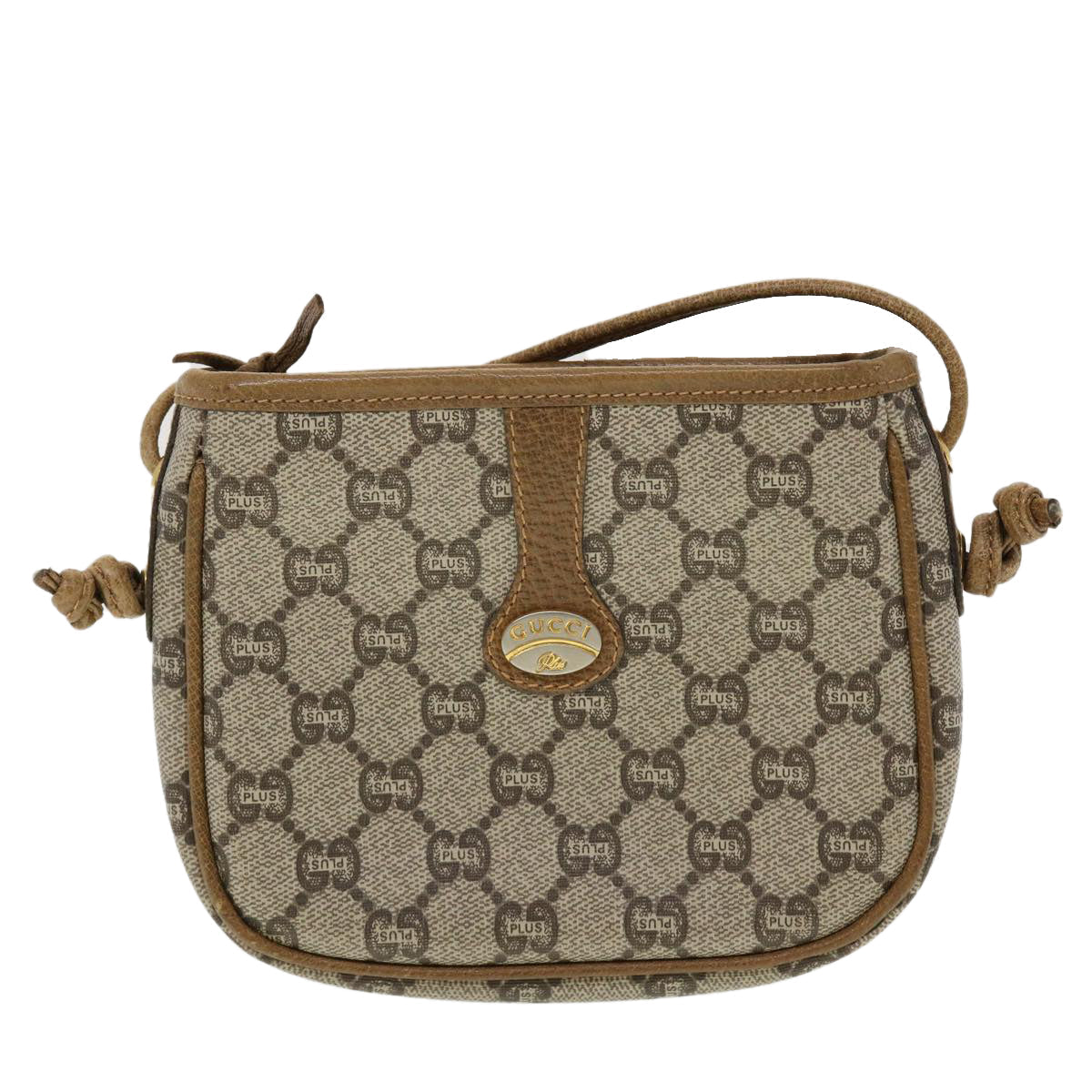 GUCCI GG Plus Canvas Shoulder Bag PVC Leather Beige  th3722