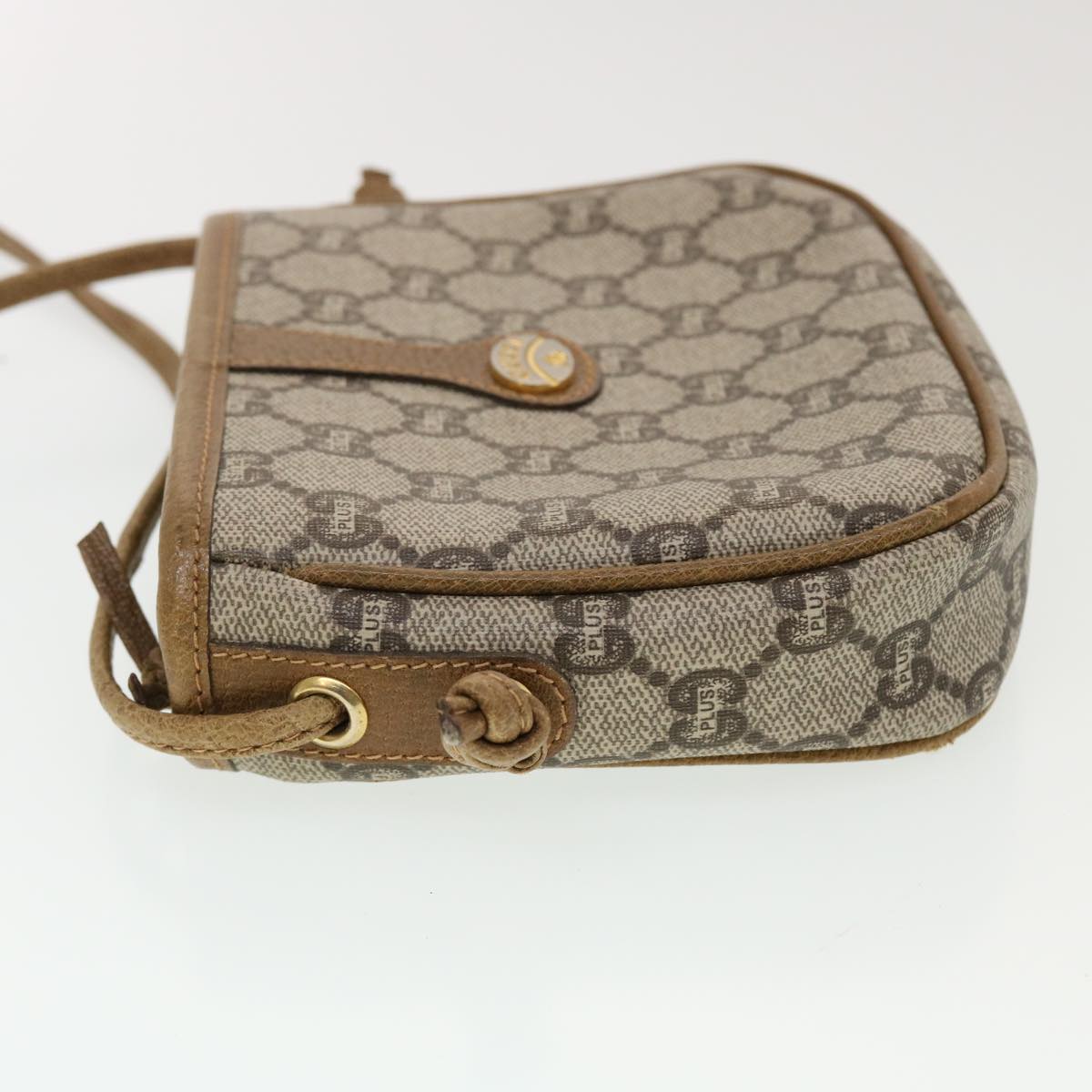 GUCCI GG Plus Canvas Shoulder Bag PVC Leather Beige  th3722
